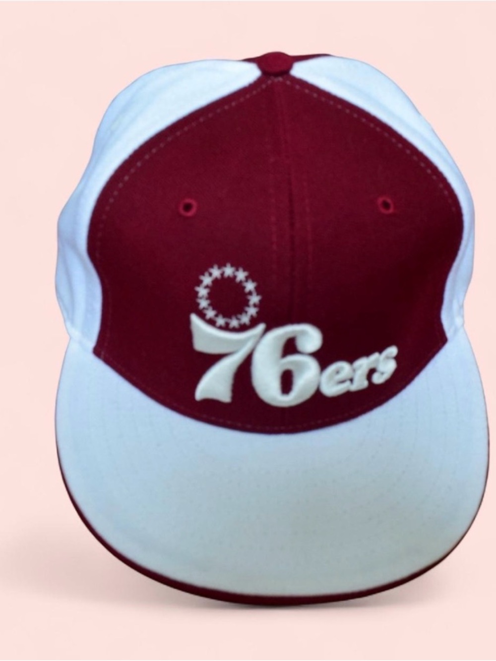 76ers NBA red & white snapback hat Vintage Y2K